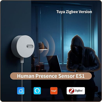 Linptech Human Presence Sensor ES1,Smart Motion Sensor with 24G mmWave Radar,Occupancy Sensor Requires Tuya Zigbee Hub for Home Security and Automation,Compatible with Alexa,Smart Life,Z2MQTT,ZHA