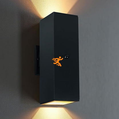 WISELUME Motion Sensor Outdoor Wall Lights, Dusk to Dawn Porch & Patio Sconce with E26 Dimmable LED Bulbs, Black Aluminum Up & Down Exterior Light Fixtures for Garage, Front Door, ETL Listed