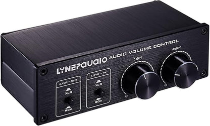 QIUNI Passive Volume Controller with Fully-Balanced & Single-Ended Mode XLR & RCA Interface for Home Stereo System Pre-Amplifier Speaker