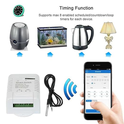 Yitouniu EWeLink Wireless Remote TH16 Switch WiFi Smart 16A Temperature Controller Sensor Module,with Energy Consumption Monitoring, Compatible with Alexa Google Home