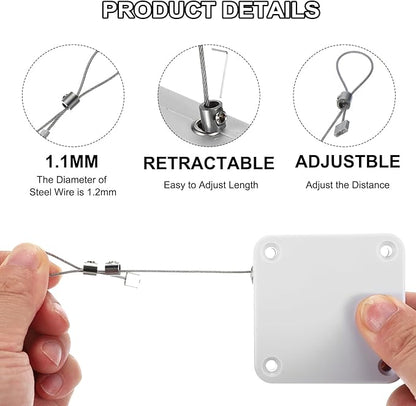 MECCANIXITY Punch-Free 500g Automatic Sliding Screen Door Closer, Multifunctional Storm Sensor Door Closer with Steel Drawstring for Bedroom Storm Bathroom Study Room (White Pack of 4)