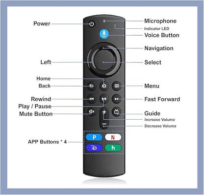 New Replacement Voice Remote for Stick 4K TV, forTV 3rdGen, forTV Stick/ 4K Max/ 3rd Gen/ 2nd Gen, Lite, Cube (1stGen & 3ndGen), for TV (3rd Gen, Pendant Design)
