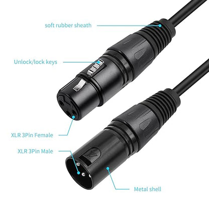 2 Pack XLR Splitter Cable,1 Maleto 2 Female, 1.5FT Stereo Mic to L&R Audio Y-Splitter Cable
