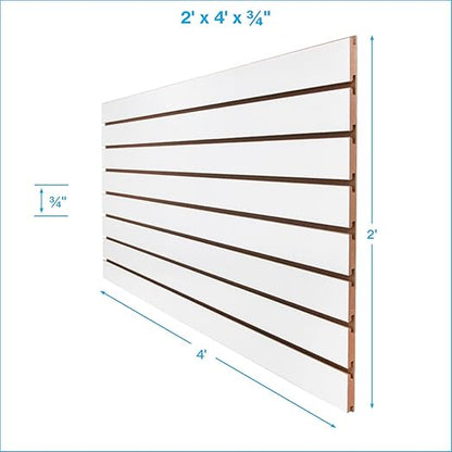 SSWBasics 4ft x 2ft Horizontal White Slatwall Panels Easy Organizer (24"H x 48"L) - Pack of 2 - Streamline Your Space with Effortless Retail Displays, Garage Wall Solutions, and Craft Storage