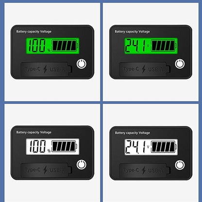 12V 24V Battery Capacity Indicators DC8-30V Leads Acid Lithium Voltages Tester Charging Levels Indicators Battery Capacity