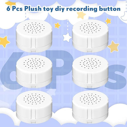 Handepo 6 Pcs White Sound Recorder Voice Recorder Music for Stuffed Animal Toy Recording Device Recordable Sound Module, Record Messages for Plush Toy Doll Stuffed Bear Pillow(40 Seconds)