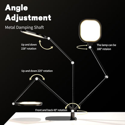 LitONES LED Desk Lamp for Home Office, Eye-Caring Modern Desk Light, 3 Color Temperature 10 Brightness Computer Light, Dimmable Desk Light with Memory & Timer Func, Metal Swing Arm Table Lamp