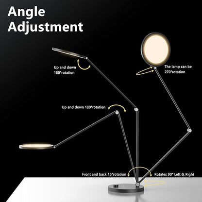 ANNAITE LED Desk Lamp for Home Office, Eye-Caring Modern Desk Light, 3 Color Temperature 10 Brightness Computer Light, Dimmable Desk Light with Memory & Timer Func, Metal Swing Arm Table Lamp (Black)