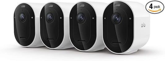 Arlo Pro Security Camera 2K HDR (6th Gen, 2025 Release) - Wireless Outdoor Camera, Rechargeable Removeable Battery, Event Captions, Emergency Response, 1-Month Trial of Secure Plan, 4 Cam, White