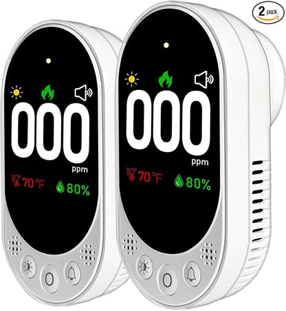 VETOUCH Plug-in Carbon Monoxide Detector with Digital Color Display CO Detector for CO, Temperature & Humidity, 85dB Loud Alert, Self Test Function vetouch CO Detector, for Home, Bedroom, Kitchen, RV
