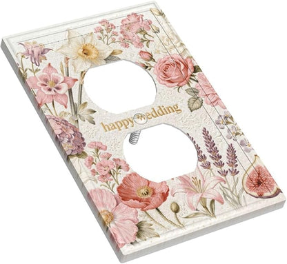 Bvtewkhz Floral Plant Watercolor Flowers Duplex Outlet Decorative Outlet Covers Light Switch Plate Electrical Receptacle Switchplate For Bathroom Kitchen Bedroom