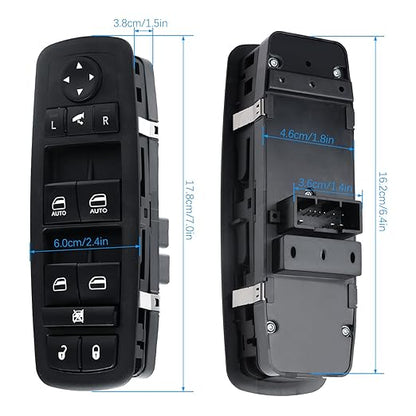 WUANGKI Power Control Window Switch | Front Driver Side | 8+3 Pins | Compatible with 2012 Chrysler 300 Dodge 2011-2012 Journey 2016-2018 Ram 1500 2500 3500 19-21 Ram 1500, 19-21 Classic OE# 56046826AE