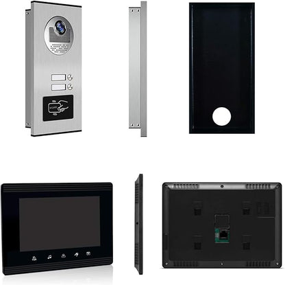 AMOCAM Upgrade Versions 2 Units Apartment Intercom System 7 inch Touch Monitor Video Door Phone Kits Support Ethernet Cable Connect, Single-Supply, ID Keyfobs Unlock for Home Apartment