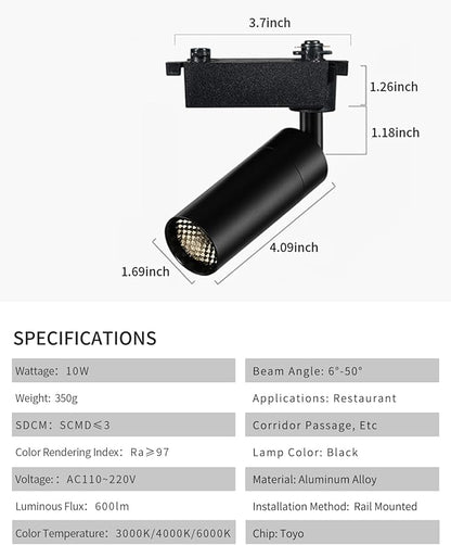 Gpaillumic LED Track Lighting Heads Compatible with H Type 4-Wire Rail Ceiling Spotlight for Indoor Cafe Bar Dining Room Restaurant Lighting
