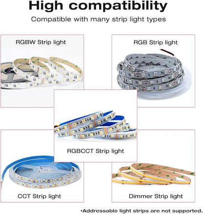 ESP32 PWM WLED LED Controller 5 Modes in 1 DC 12-24V WiFi Wireless App Control Easy Wiring DIY Static Dynamic Mode Lighting For Analog RGBCCT RGBW RGB WWCW CCT Dimmer Strip Light WLED Pre-installation