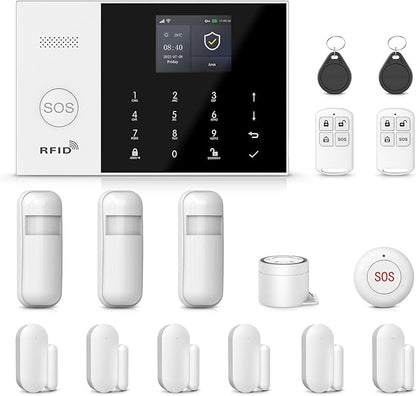 PGST WiFi Alarm System for Home Security,16 PCS Wireless Home Security System with DIY Expandable Door Alarm Sensor,Motion Detector,Tuya APP Instant Alerts for Villa,Apartment,No Monthly Fee