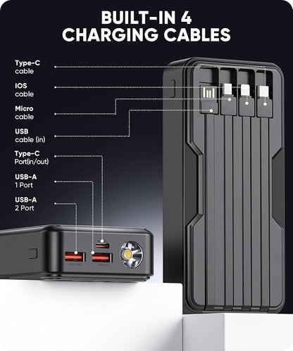 Power Bank 40000mAh Portable Charger 22.5W with 5 Outputs & 2 Inputs LED Display Equipped with Flashlight External Battery Pack for iPhone 16/15/14, Samsung, Etc
