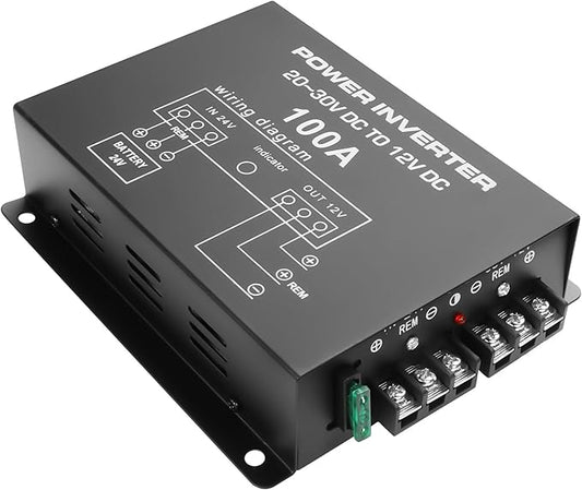 XMSJSIY DC 24V to 12V Step-Down Voltage Converter 100A 1200W DC 20-30V to 12V Buck Module Adapter Regulator Reducer Car Power Supply Volt Converter for Car Truck Vehicle - 1 Pcs