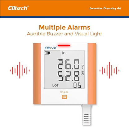 Elitech 100,000 Points Digital Temperature Humidity Data Logger Medical Refrigerator Thermometer Vaccine Fridge Temperature Monitor Max Min Average Value GSP-8