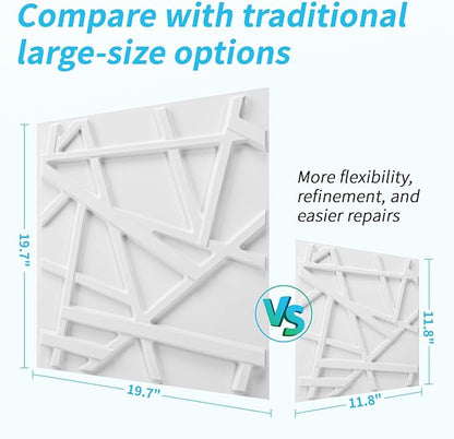 Art3d 100 Pack Decorative 3D Wall Panels, 97 Sq.Feet PVC Interior Wall Décor, 11.8"x11.8", White