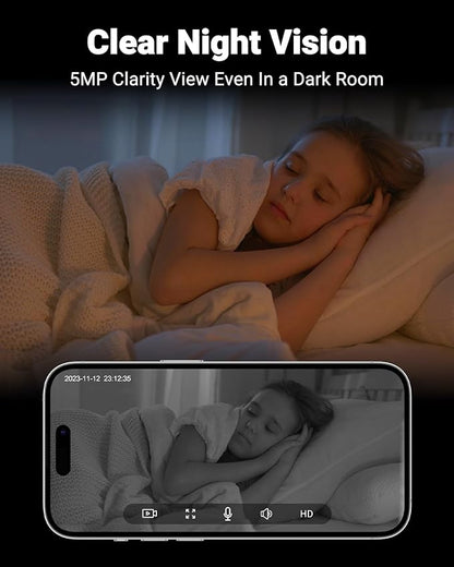 MUBVIEW Cameras for Home Security, 2.4/5GHz WiFi 2K Indoor Wired Se2.curity Baby/Pet Camera with Phone App, Night Vision, 24/7 Record, 2-Way Audio, Motion Tracking, Cloud Storage