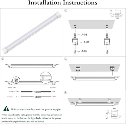 colmeguna 8 Packs 4FT LED Batten Light, Ultra-Thin Slim Ceiling Surface Mounted Light, 40W, 4000K, IP20, LED Ceiling Lamp for Garage, Shop, Hallway, Office, Market
