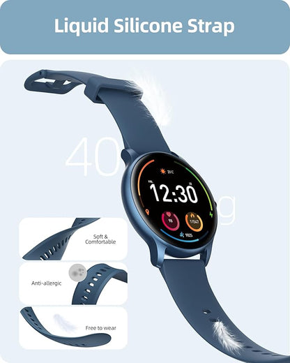 Parsonver Smart Watch for Women Men (Answer/Make Calls) Compatible with iPhone/Android Phones, Fitness Tracker with 100+ Sports Modes IP68 Waterproof, Heart Rate/Blood Oxygen/Sleep/Steps Monitor, Blue
