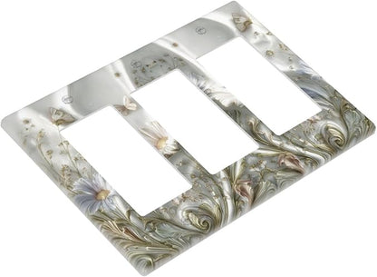 Bvtewkhz Boho Floral Wild Flower 3 Gang Triple Rocker Decorative Light Switch Covers Electrical Faceplate Switch Plates for Bathroom Kitchen Home