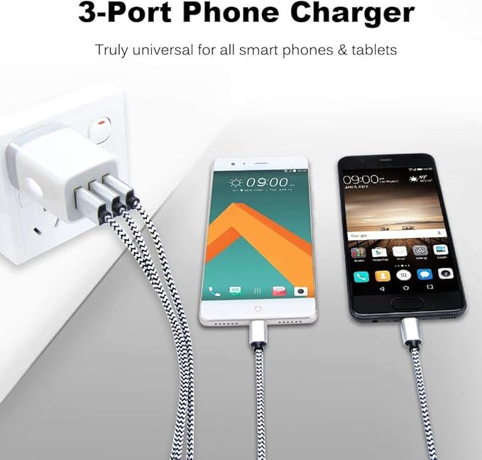 USB Charging Plug, Wall Charger Adapter, Sicodo 3Pack Universal Travel 3.1A 3Muti Port Fast Charging Block Compatible with iPhone 16 15 14 13 12 SE 11Pro,Samsung Galaxy S24 S23 S22 S21 Ultra, Google