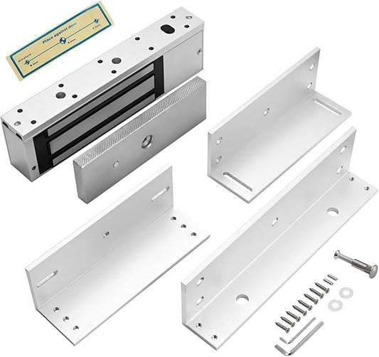 Electric Magnetic Lock with Z and L Bracket 500KG 1200LBS Holding Force Electromagnet Lock 12V Fail Safe NC Mode Single Door for Access Control System (1200Lbs with Z and L Bracket)