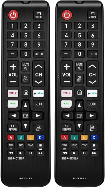 2 Pack BN59-01315A Samsung TV Remote Control Replacement for Smart TV - Easy Setup, Durable Design, Universal IR Remote, Streaming Shortcuts - Works with Samsung Smart TV, LCD, LED, HDTV, 3D Models