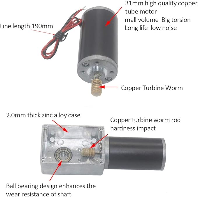 Reversible Gear Motor, DC 24V 8mm Shaft Gear Motor High Torsion Electric Turbo Speed Reduction Motor for Curtain Machine Advertising Equipment Window Opener (20RPM)