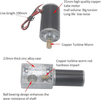 Reversible Gear Motor, DC 24V 8mm Shaft Gear Motor High Torsion Electric Turbo Speed Reduction Motor for Curtain Machine Advertising Equipment Window Opener (20RPM)