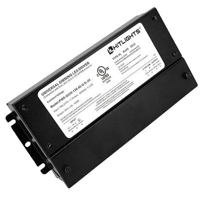 HitLights 120W Dimmable LED Driver, Electronic Transformer, 120V AC to 24V DC Power Supply for LED Strip Light, IP66 Rated, Dimming with TRIAC, 0-10V, 1-10V, Potentiometer, 10V PWM, UL Listed, Class 2