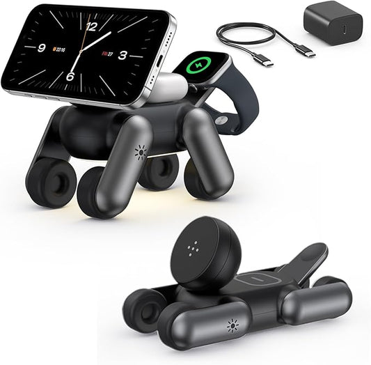 3 in 1 Wireless Charging Station for Apple Devices,Cute MagSafe Charger Stand,Fast Charging Wireless Charger Station for iPhone 17/16/15/14/13/12/Air Series, Apple Watch & AirPods Pro/4/3/2