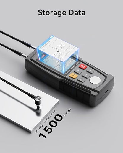 Wintact Digital Ultrasonic Thickness Gauge, Range 0.039 to 11.81 in with Probe for Measuring Metal and Nonmetal Materials, Steel, Cylinder Wall, Plastic, Glass, PVC, Pipes