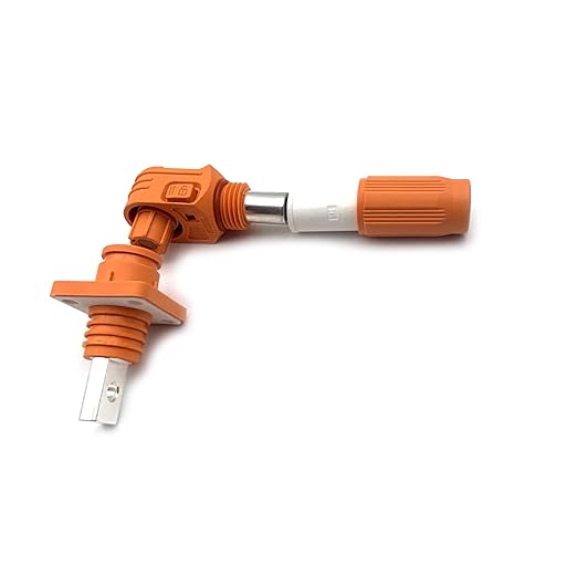 450A Battery Energy Storage Connector, 185mm² High Current Connectors IP67 Waterproof Copper Brand Thread Wiring Power Adapter Quick Plug Terminal Right Angle Plug and Socket (1500V Black+Orange)