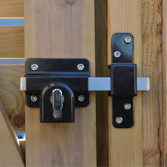GateMate Long Throw Gate Lock, Euro Profile Gate Lock for Sheds, Gates & Garage Doors, Keyed Outside & Inside Thumb Turn, 316 Stainless Steel, for Wooden Gates & Doors Up to 2” (50mm), 5 Keys