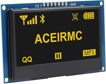 ACEIRMC 2.42 inch 128x64 OLED LCD Display Module SSD1309 7 Pin SPI/IIC I2C Serial Interface for Arduino UNO R3 (Yellow)