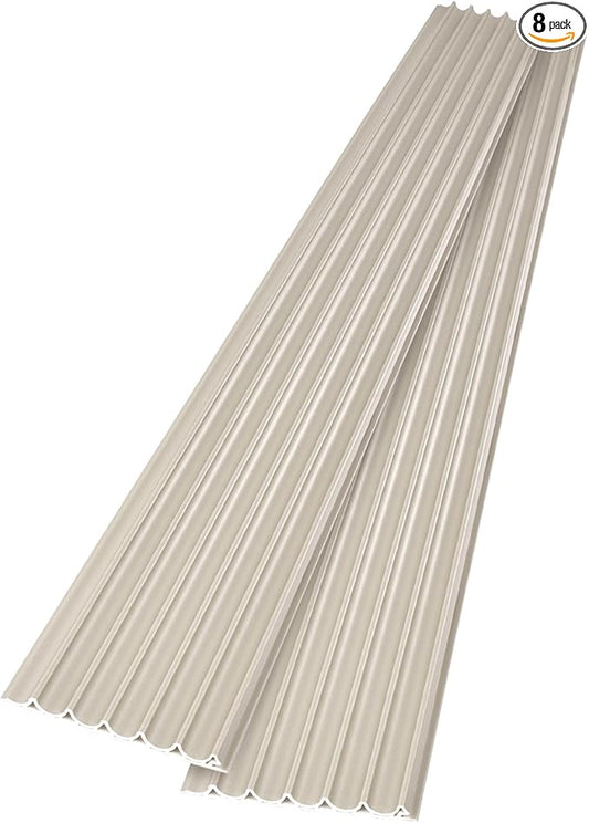 Art3dwallpanels Slat Wall Paneling, 104'' x 6.3'' Glossy Metal Finish WPC Soundproof 3D Wall Panels for Interior Wall Decor, 8 Pack Wavy Grain Panel Wall Slats, Champagne Silver