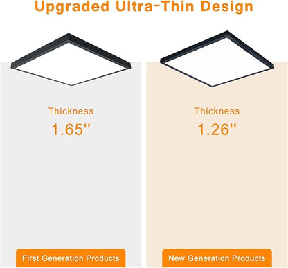 Mcacggo Black 2x2 Surface Mount LED Panel Lights, 40W-30W-20W & 5000K-4000K-3000K Selectable, 0-10V Dimmable, Square, for Kitchen, Shop, 100-277V, ETL, 2 Pack