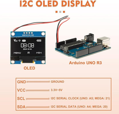 JAMHER 1.3 Inch I2C IIC OLED Display Module 128x64 Pixel Mini Self-Luminous Display Screen Board for Arduino Projects Raspberry Pi with Wire(3Pack White)