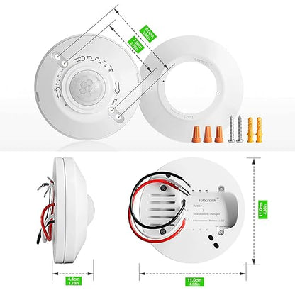 RAYZEEK Ceiling Sensor Light Switch,360 Degree Occupancy Sensor,10A,120V Hard-Wired Motion Sensor,High Sensitive Motion Sensor Detector Light Switch,Neutral Wire Required,Commercial/Industrial Grade