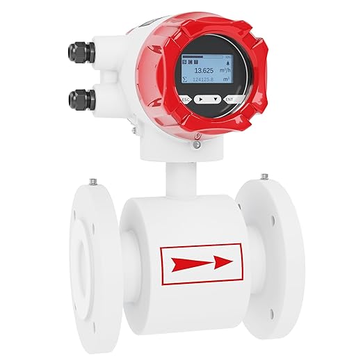 Electromagnetic Flow Meter,High-Precision Industrial Flowmeter Digital Display IP65 Protection 4-20mA Output Pipe Sensor for Wastewater, Sewage, and Seawater（DN100)