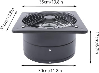XUFOPLY 12 Inch Exhaust Fan, 110V 125W Wall Mounted Vent Fans 2800RPM Kitchen Bathroom Windows Fan Metal Extractor Fan for Attic, Garage, Window Ventilation (Black, 12 Inch)