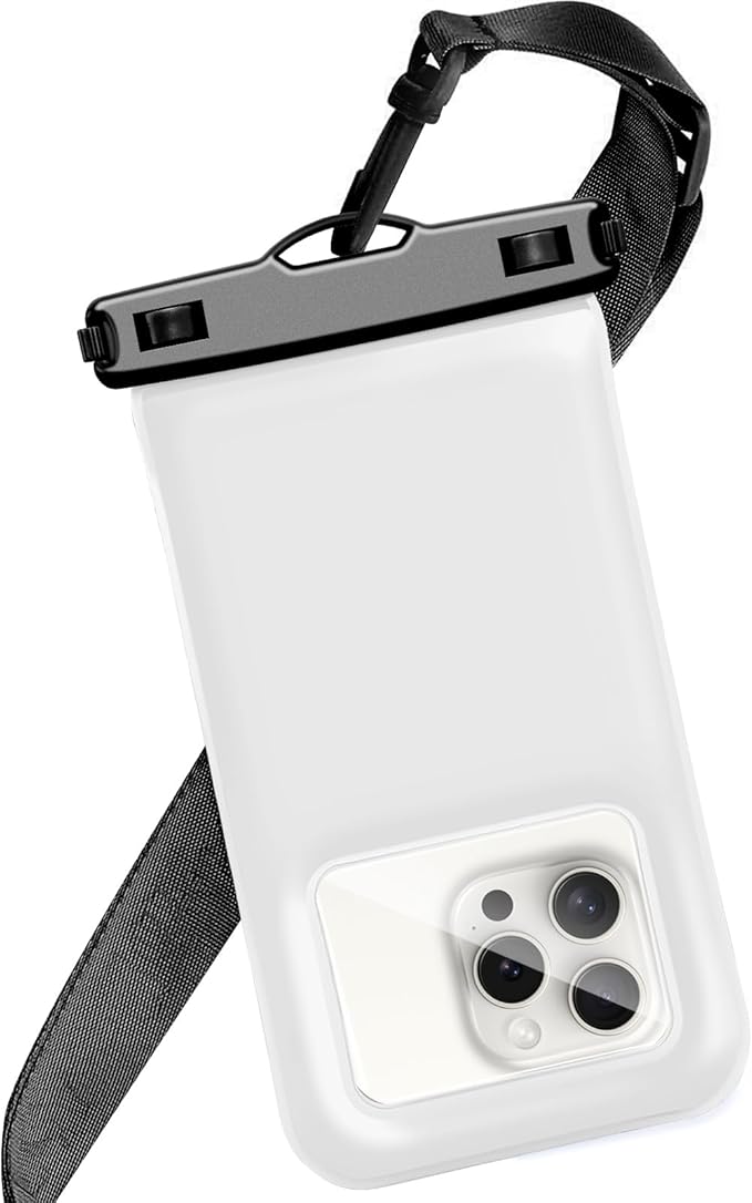 Floatable Soap Bubble Waterproof Phone Pouch/Case with Crossbody Lanyard for iPhone 16 Pro Max/15 Pro/14/13/12, IP68 Cellphone Dry Bag Beach Cruise Ship Essentials, 1 Pack-Sand Dollar-7″