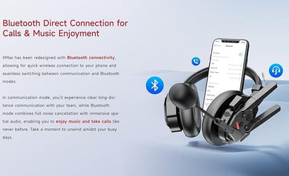 SYNCO XTALK XMax5 Wireless Intercom Headset System 2.4GHz 1640 feet 500 Meters Dual-Ear Team Communication Headset for Live Show Stage Performance Movie Shoot