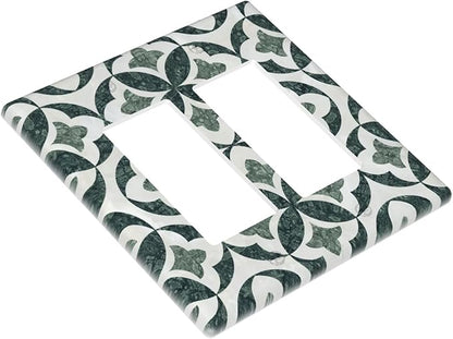 Bvtewkhz Green Luxury Modern Cubic Marble 2 Gang Double Rocker Decorative Light Switch Covers Electrical Faceplate Switch Plates for Bathroom Kitchen Home
