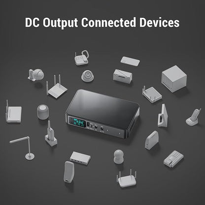 Phefop UPS Battery Backup, USB Tye C 5V DC 5V 9V 12V Output Voltage Adjustable 18000mAh Portable Uninterruptible Power Supply for Router Security Camera DVD Player