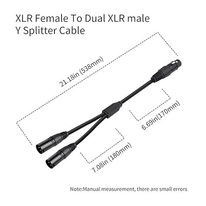 5 Pack XLR Splitter Cable,1 Female to 2 Male, 1.5FT Stereo Mic to L&R Audio Y-Splitter Cable